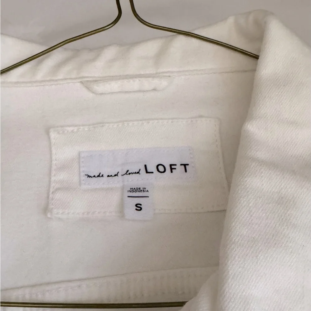 ANN TAYLOR LOFT WHITE DENIM TRUCKER JEAN JACKET SIZE S - Picture 7 of 8